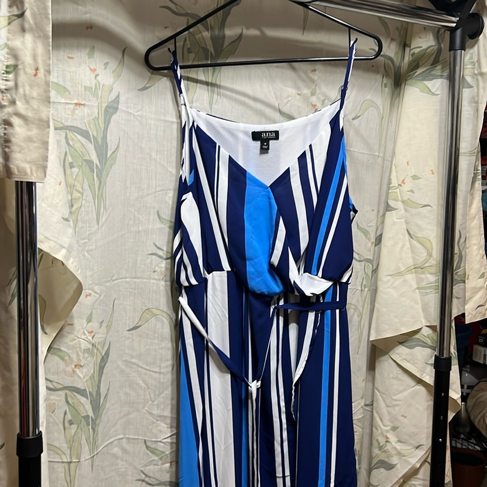Blue stripped high low dress